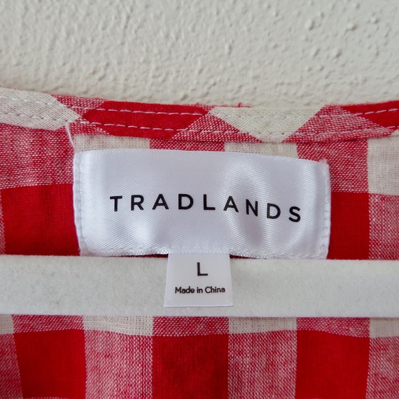 Tradlands Nell Midi Dress Red White Fig Toast Gingham Size Large L Like New - Picture 6 of 8